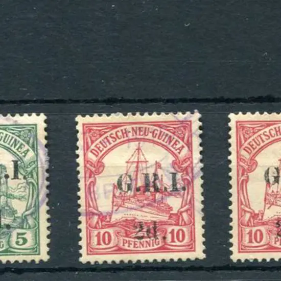 1914/15 1d on 5pf ovpt MLH & used, 2d on 10pf ...