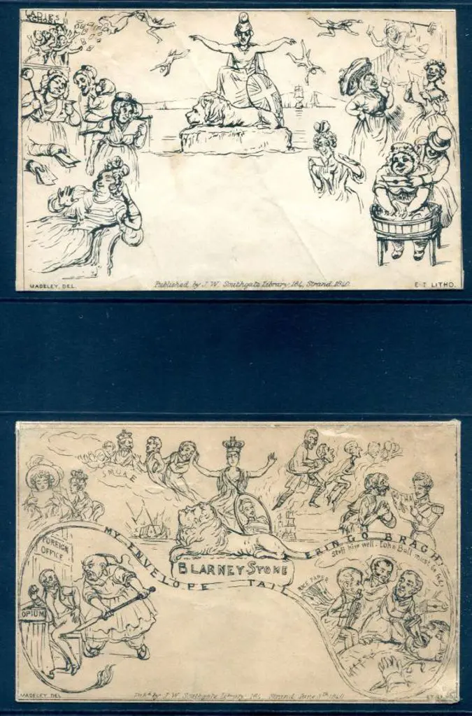 1840 Mulready Caricature Envelopes numbers 2 & 4 ... Image 1++