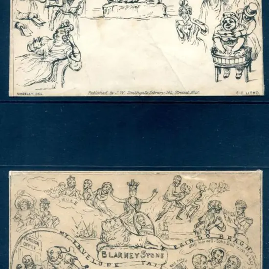 1840 Mulready Caricature Envelopes numbers 2 & 4 ...