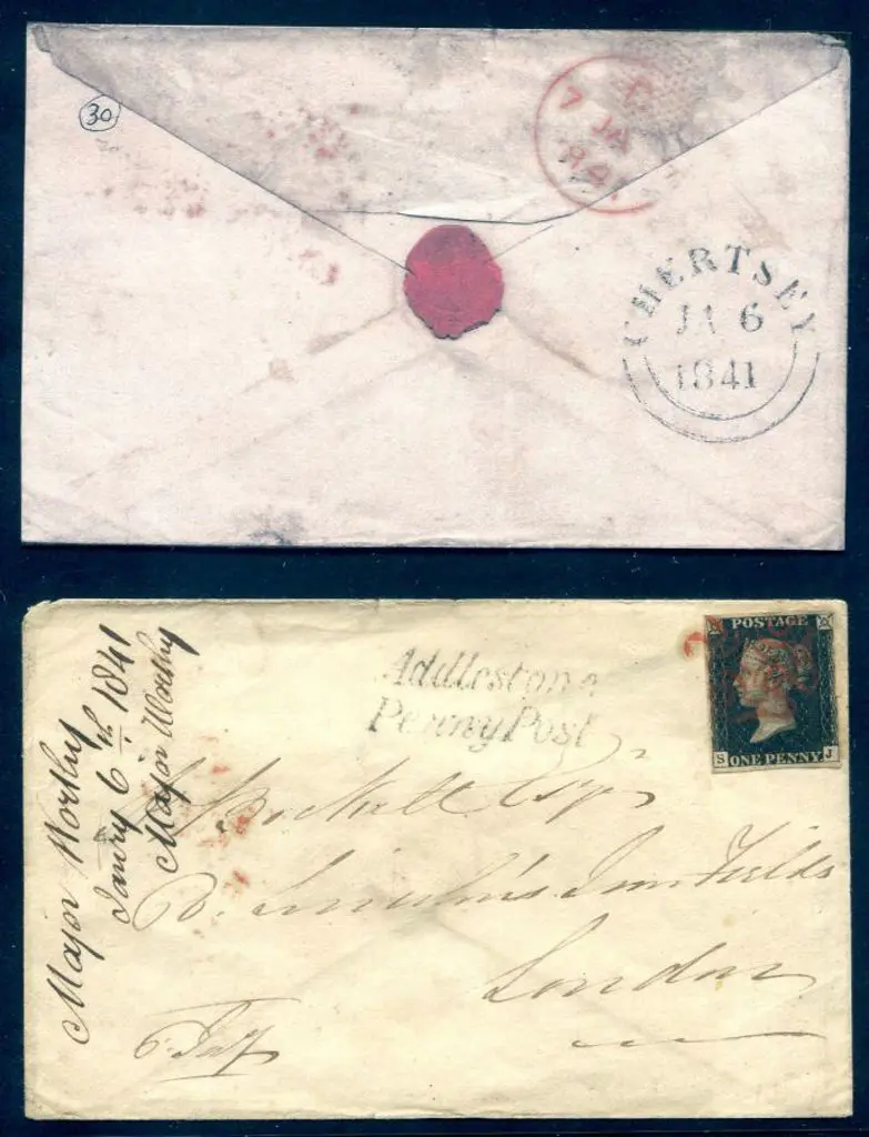 1840 1d black, plate 6 on env tied by neat part ... Image 1++