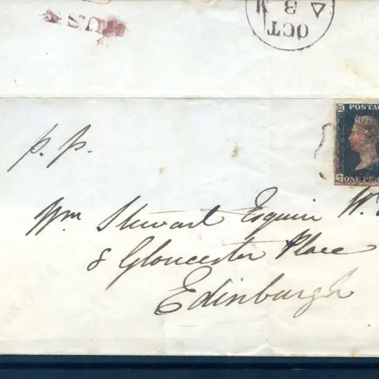 1840 (2nd Oct) 1d black, Plate 6 on entire ...