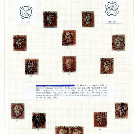 1841 1d red-brown QV with Numbers 1-12 in Maltese ...