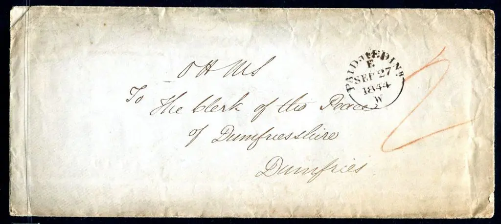 1844 stampless entire with "OHMS" in m/s & ... Image 1++