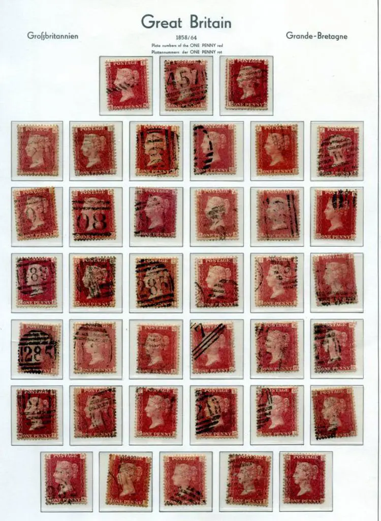 1864/79 1d red plate numbers complete 71-225 ... Image 1++