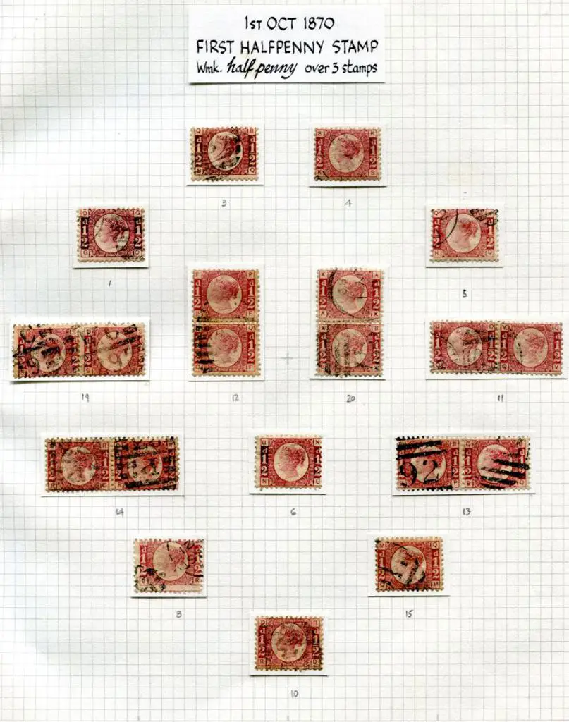1870 ½d rose-red QV plates used complete (excl ... Image 1++