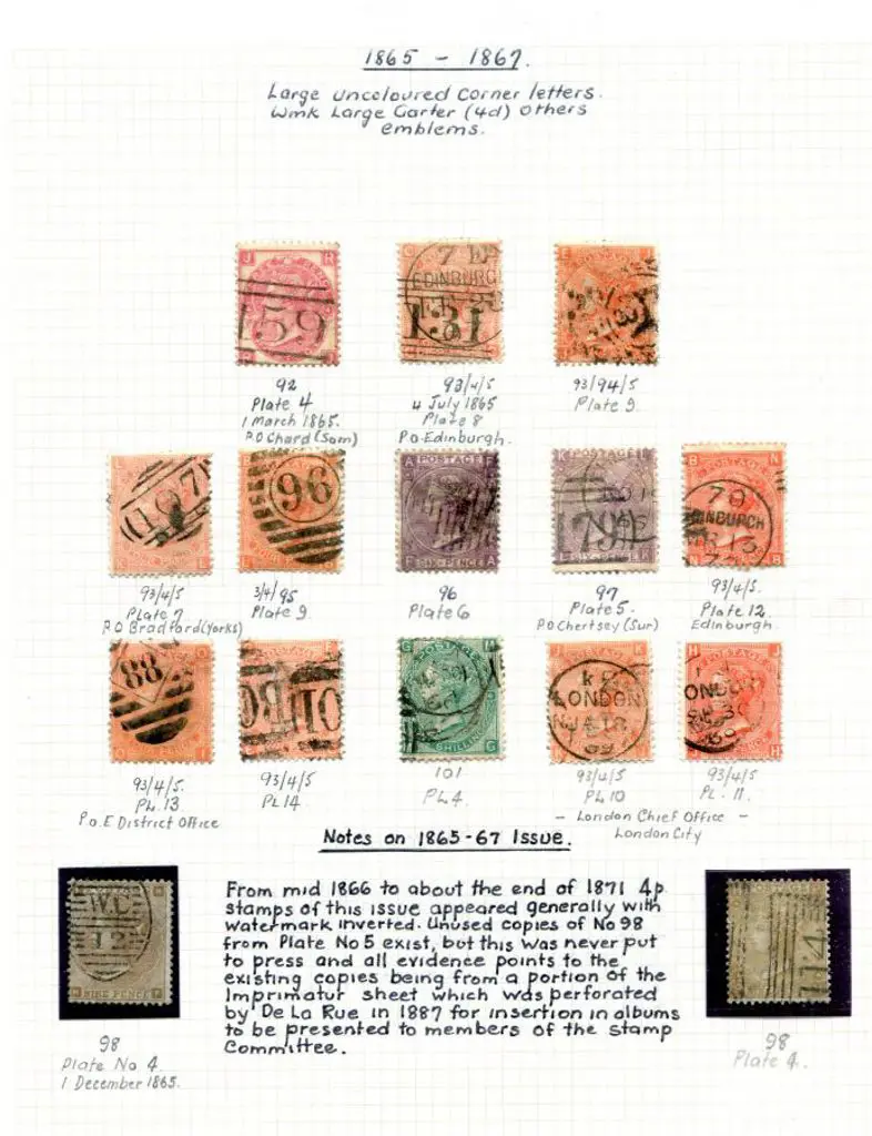 1865/67 3d, 4d plates 7, 8, 9 (3), 10 to 14, 6d ... Image 1++
