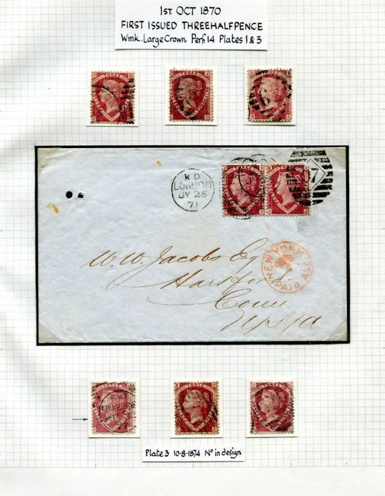 1870/74 1½d rose-red on pages with 3 examples of ... Image 1++