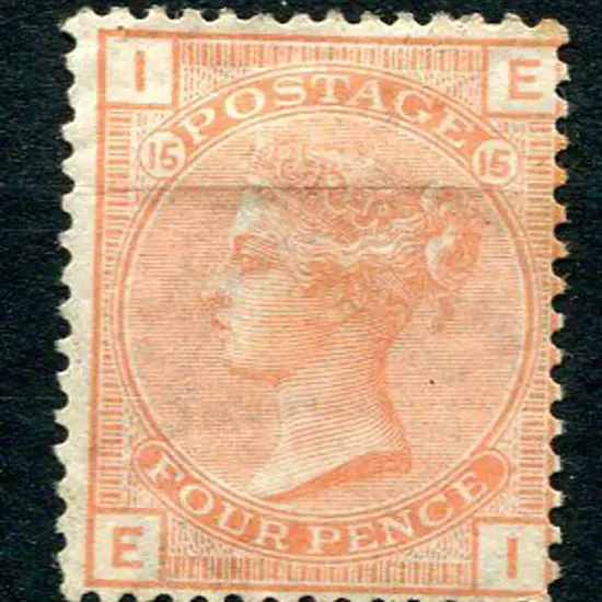 1873/80 4d vermilion, plate 15 with large coloured ...