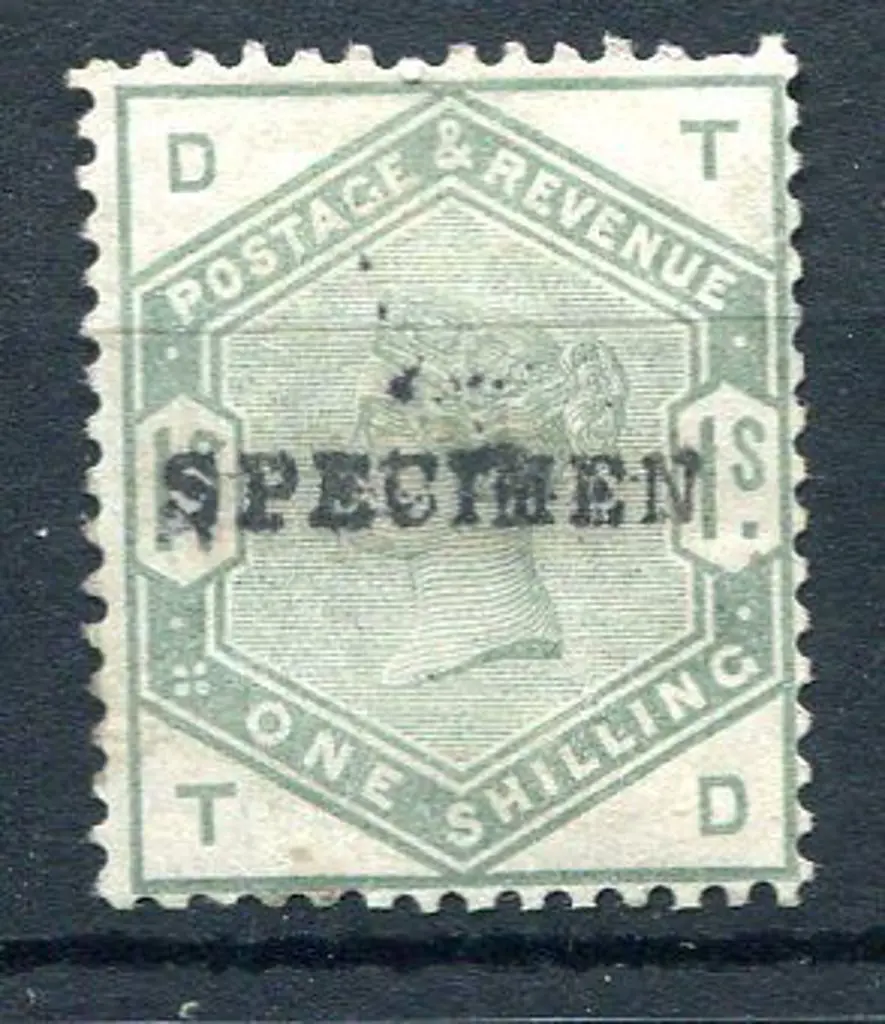1883/84 1/- dull green ovptd "SPECIMEN". MH with ... Image 1++
