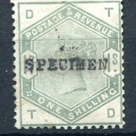 1883/84 1/- dull green ovptd "SPECIMEN". MH with ...