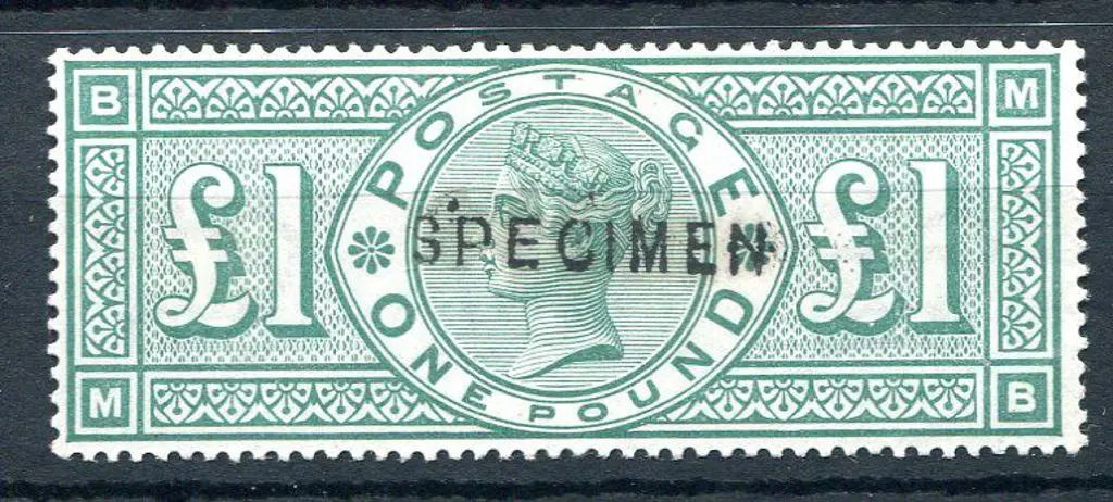 1887/92 £1 green QV ovptd "SPECIMEN". Fine MLH & ... Image 1++