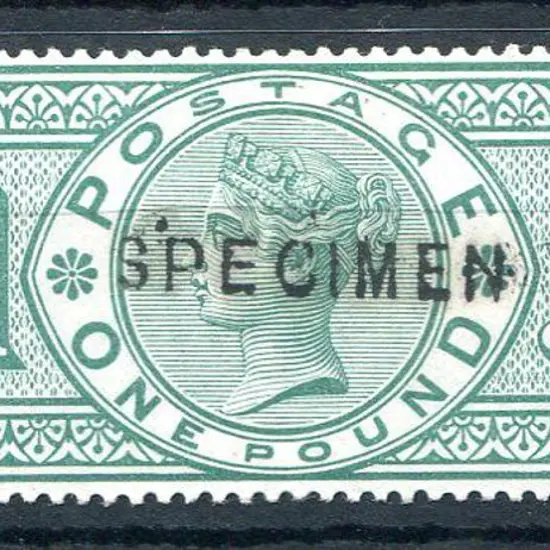 1887/92 £1 green QV ovptd "SPECIMEN". Fine MLH & ...