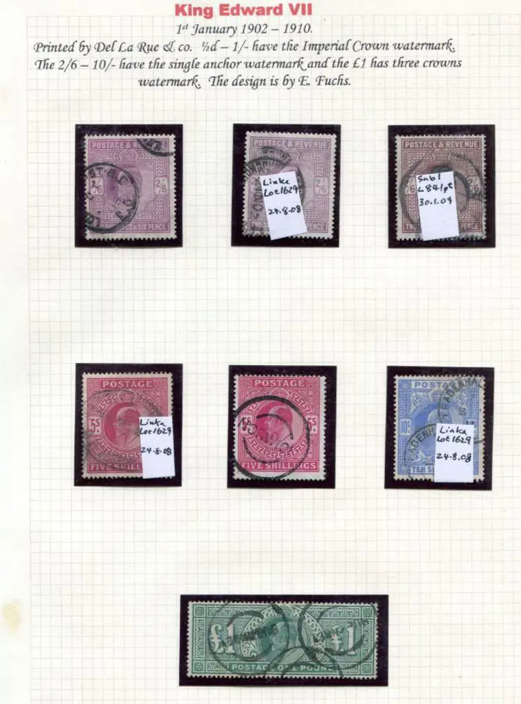 1902 KEVII high vals incl shades of 2/6d (3) & 5/- ... Image 1++