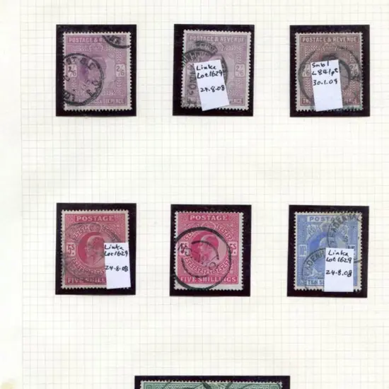 1902 KEVII high vals incl shades of 2/6d (3) & 5/- ...
