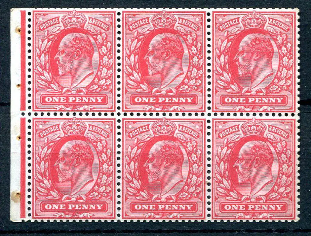 1902/10 1d scarlet KEVII booklet pane of 6 with ... Image 1++