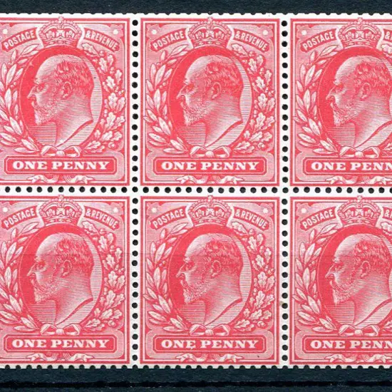1902/10 1d scarlet KEVII booklet pane of 6 with ...