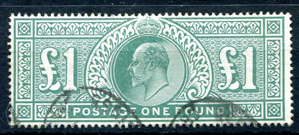 1902/10 £1 dull blue green KEVII. Fine used with 2 ... Image 1++