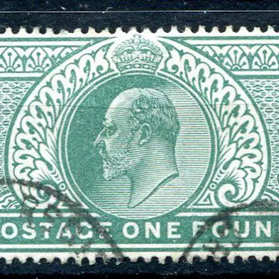 1902/10 £1 dull blue green KEVII. Fine used with 2 ...