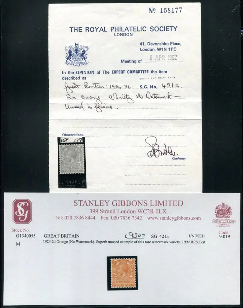 1924 2d orange KGV with no wmk. Superb MVLH ... Image 1++