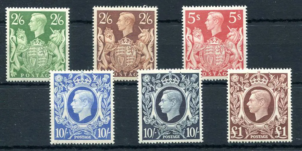 1939/48 KGVI High Values. MLH with 5/- & £1 MUH. ... Image 1++