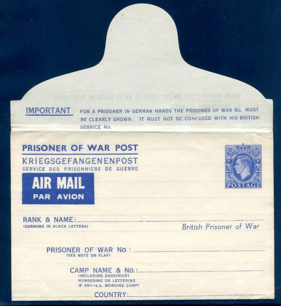 1943 2½d KGVI blue "PRISONER OF WAR POST - ... Image 1++