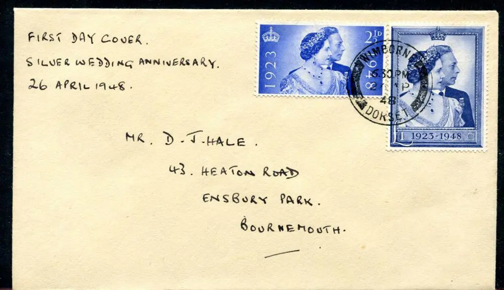1948 (26th Apr) Silver Wedding FDC with pair tied ... Image 1++