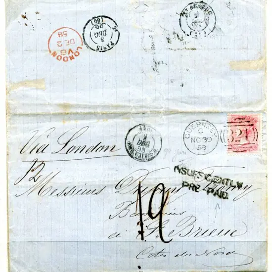 1858 (30th Nov) entire pre-paid with 4d ...