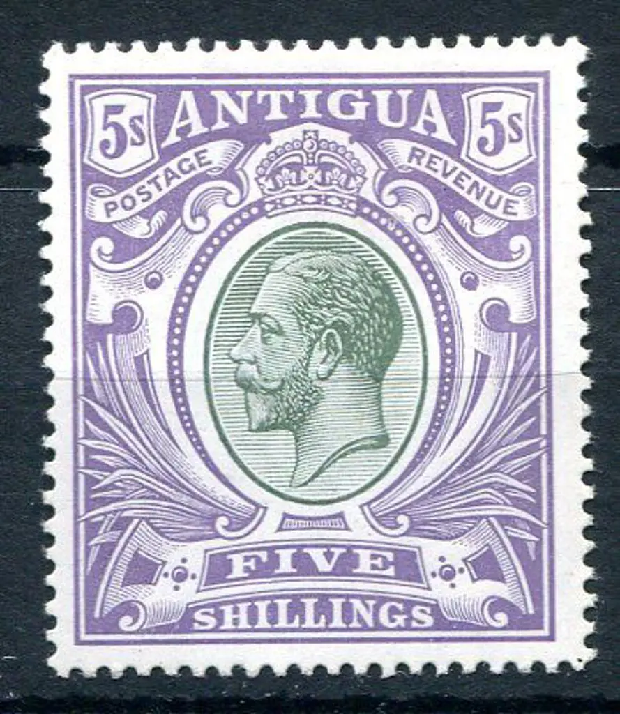Antigua 1913 5/- grey green & violet KGV. MUH & ... Image 1++