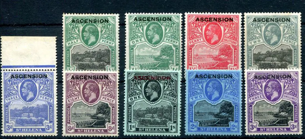 Ascension 1922 "ASCENSION" ovpts on St Helena ... Image 1++