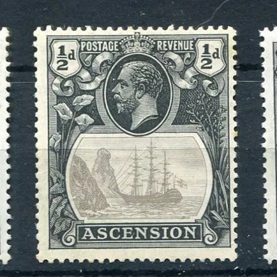 Ascension 1924 ½d grey black & black Badges with ...