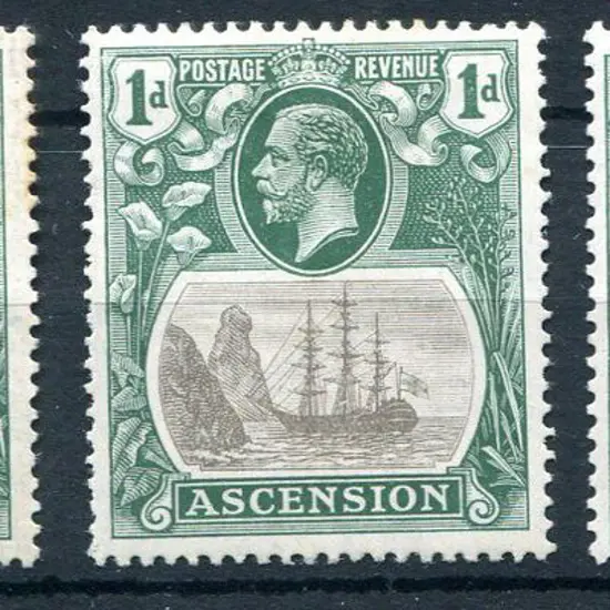 Ascension 1924 1d grey-black & deep blue-green ...