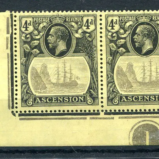Ascension 1924 4d grey-black & black on yellow ...