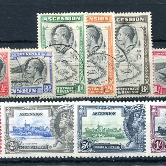 Ascension 1934 KEVII Pictorials to 1/- excl ½d & ...