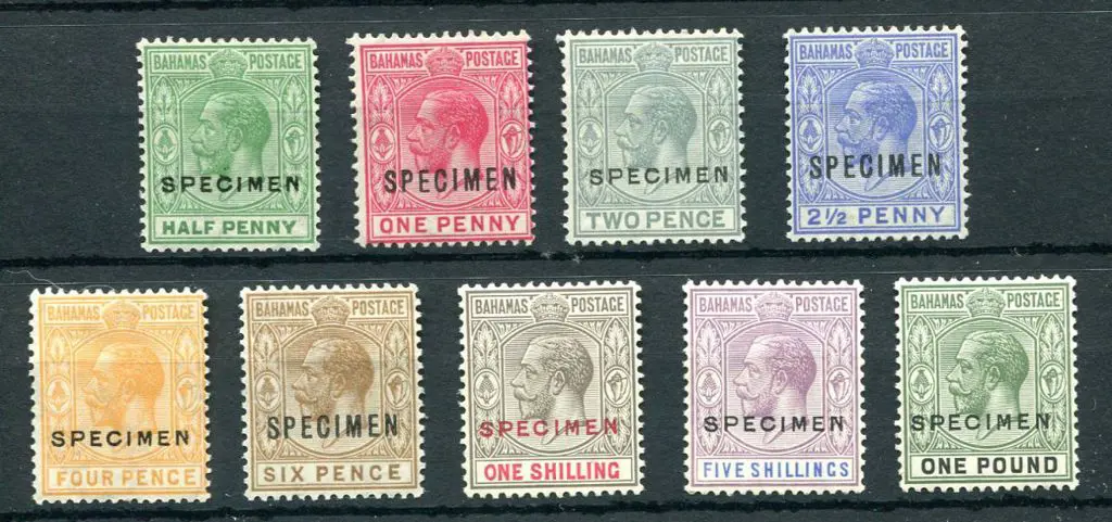 Bahamas 1912/19 KGV defins, MCA wmk set of 9 to £1 ... Image 1++