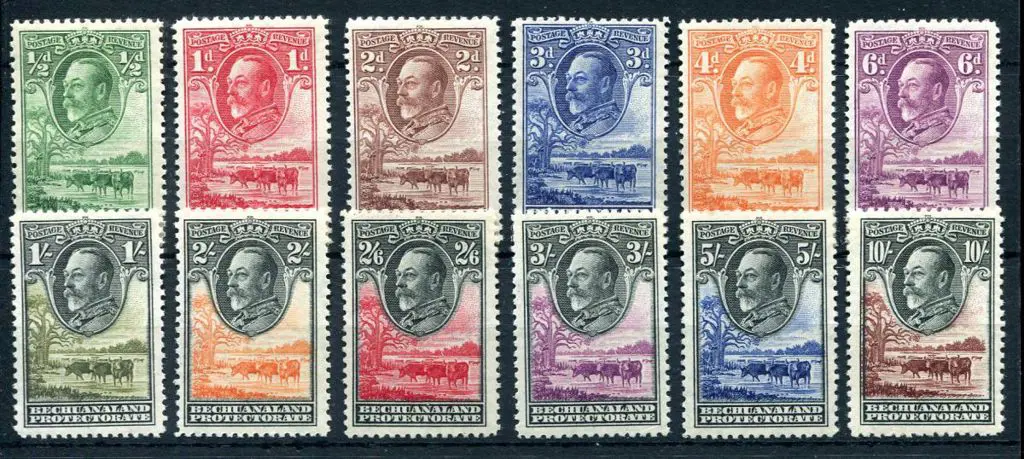Bechuanaland 1932 KGV defins complete set of 12. ... Image 1++