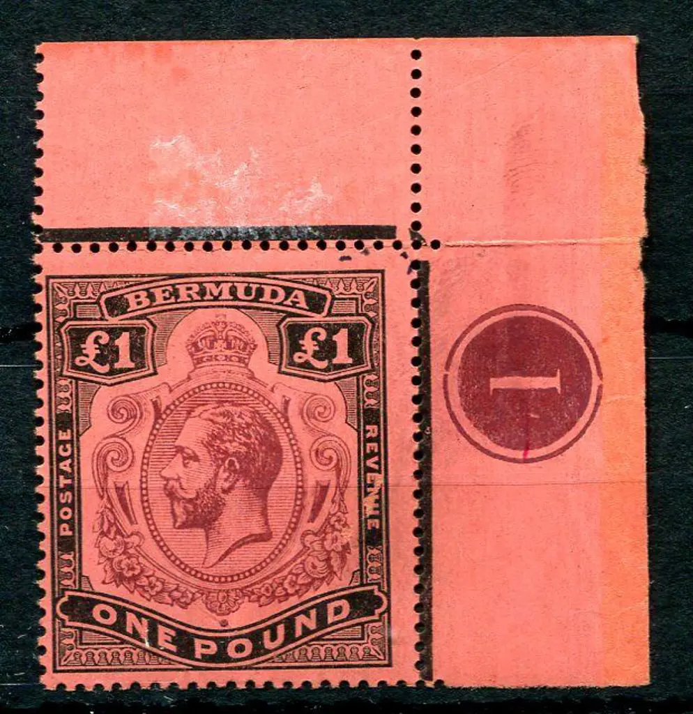 Bermuda 1918/22 £1 purple & black on red, MCA wmk ... Image 1++