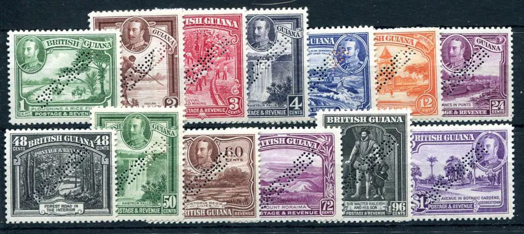 British Guinea 1934 KGV defins set of 13 to $1 ... Image 1++