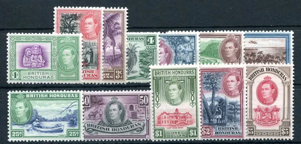 British Honduras 1938/47 KGVI Pictorials to $5. ... Image 1++