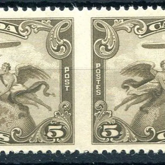 Canada 1928 5¢ Air horiz pair, imperforate ...