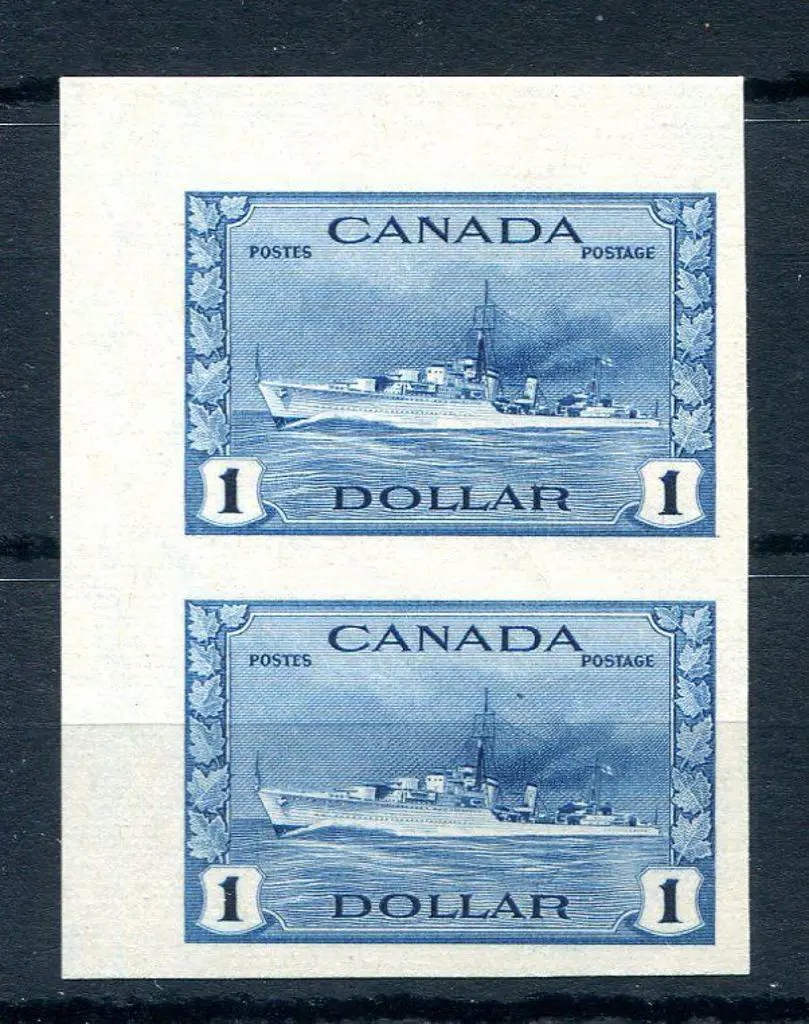 Canada 1942/45 $1 War Effort - Destroyer in top ... Image 1++