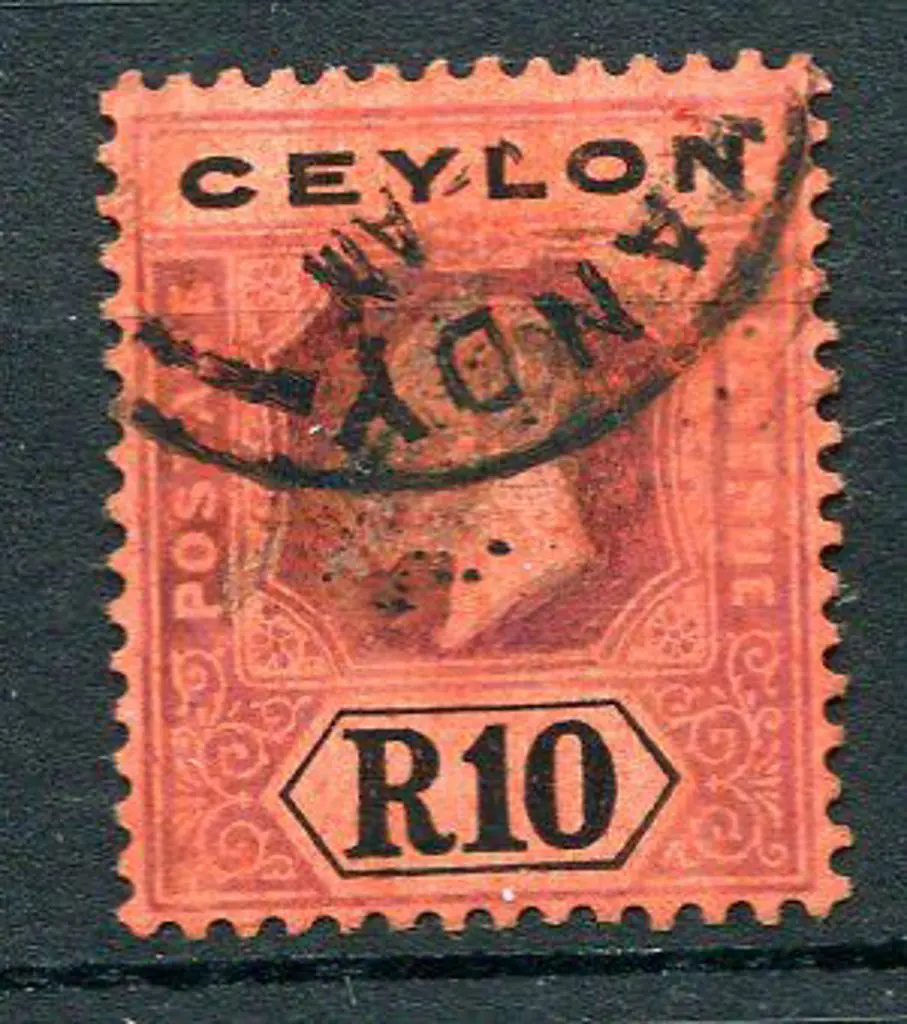 Ceylon 1910/11 10r black/red KEVII fine used with ... Image 1++