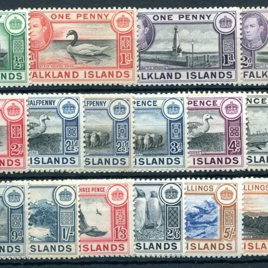 Falkland Islands 1938/50 KGVI Pictorials set of 18 ...