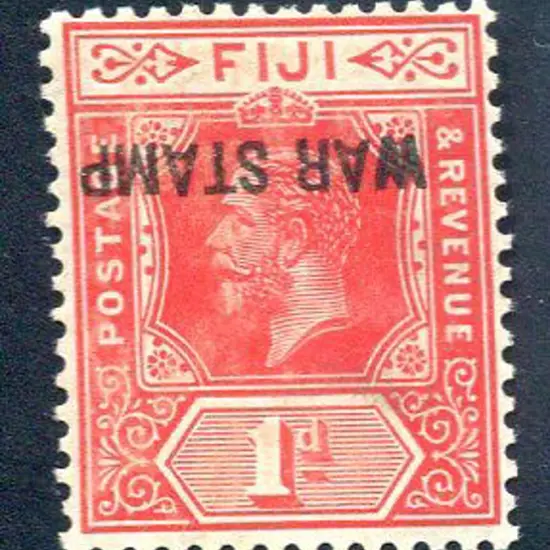 Fiji 1915 1d carmine KGV with inverted "WAR STAMP" ...