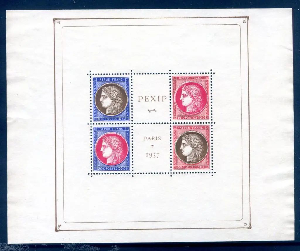 France 1937 Pexip M/S. MNG with some selvedge ... Image 1++