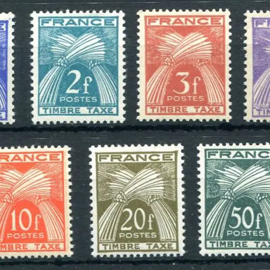 France 1946 1f to 100f "TIMBRE TAXE" Postage Dues. ...