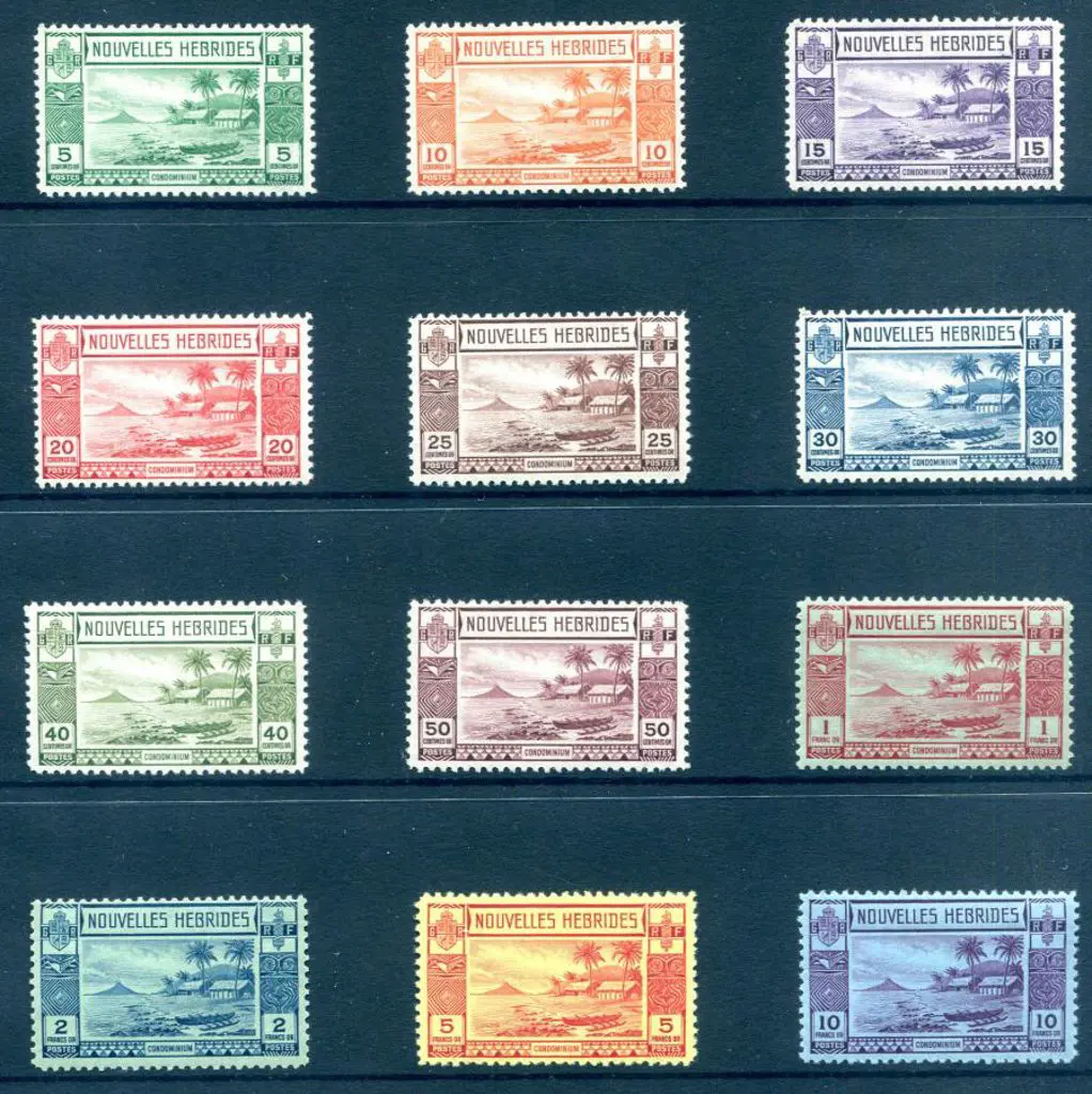 France-New Hebrides 1938 Outrigger Canoe set of 12 ... Image 1++