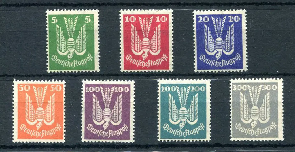 Germany 1924 Airmails MLH, top val centred to ... Image 1++
