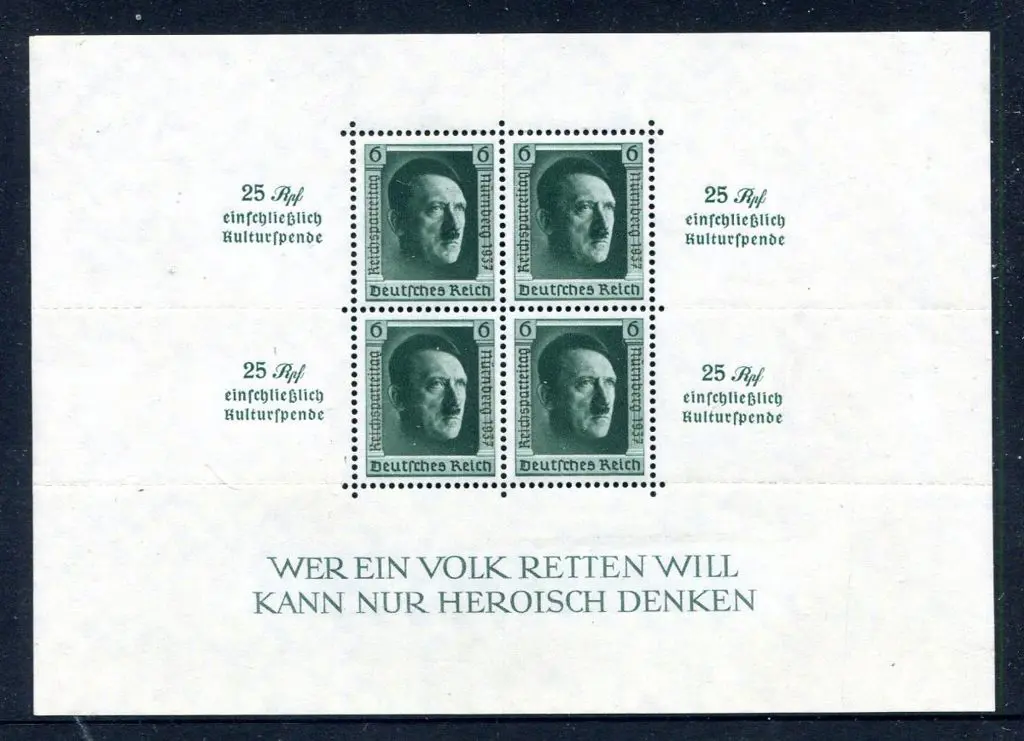 Germany 1937 Nuremburg Congress M/S. Fine MUH. SG ... Image 1++