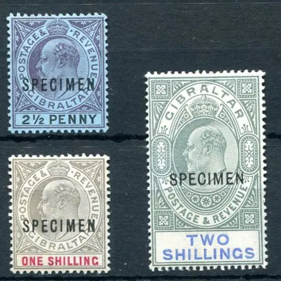 Gibraltar 1903 ½d, 2½d, 6d, 1/-, 2/- & 8/- KEVII, ...