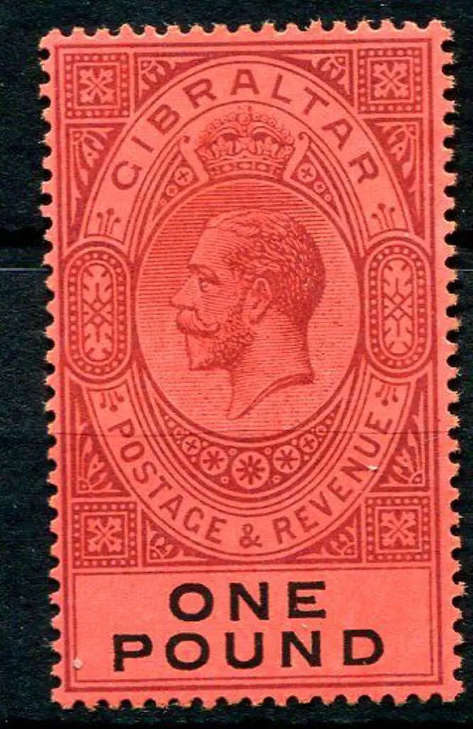 Gibraltar 1912/24 £1 dull purple & black on red, ... Image 1++